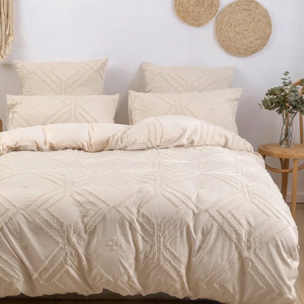 Tufted Duvet cover，3pcs 100% Microfiber Bedding Cover Sets  All-Seasons Soft Comforter Cover Skin-Friendly