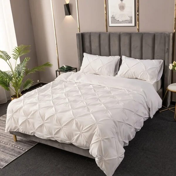 High Quality 3D Pinch Pleated Duvet Cover Set 220x240 Solid Color Single Double Bedding Set Soft Quilt Cover Comforter Covers